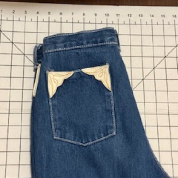 1980s Fancy Ass Jeans with Off-White Leather Pocket Detail - Picture 5 of 16